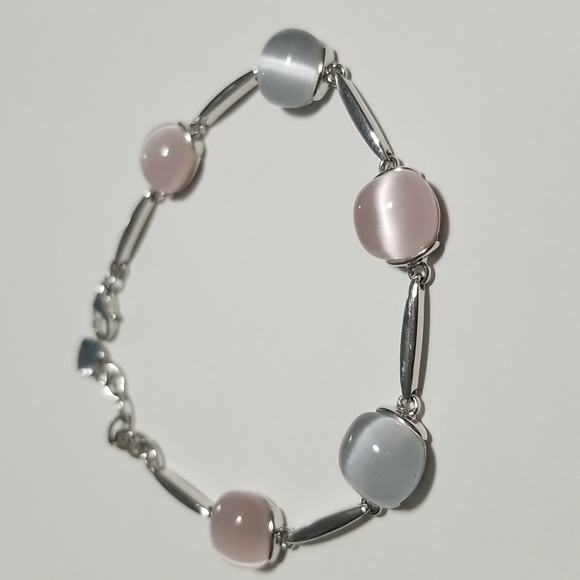 Unbranded Silver Bracelet With Grey and Pink Stones - Picture 1 of 9